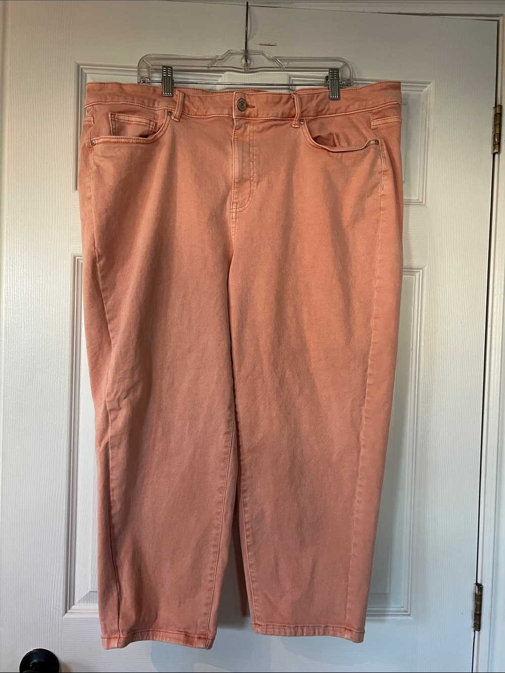 Addition Elle Peach Cropped Straight Jeans